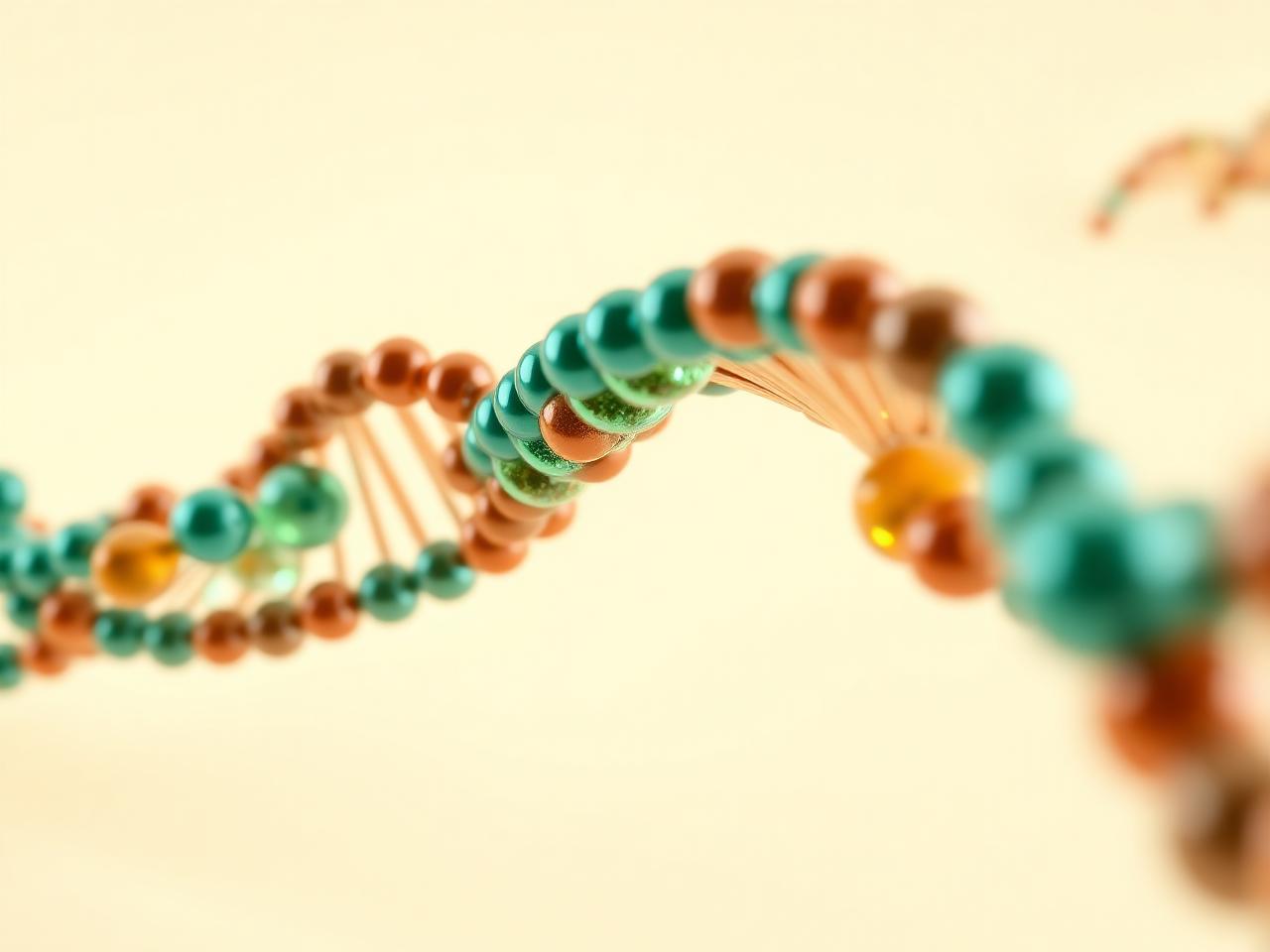Macro render of a peptide chain showing linked amino acid spheres